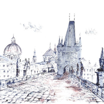 Zeichnungen mit dem Titel "Prague by Stella Po…" von Stella Polare, Original-Kunstwerk, Tinte