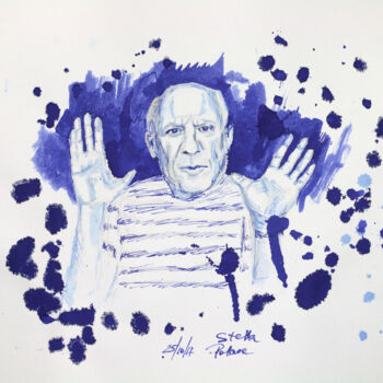 Painting titled "Pablo picasso 25 oc…" by Stella Polare, Original Artwork, Ink