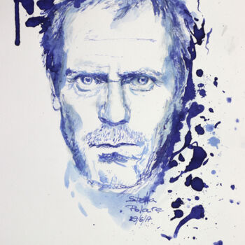 Schilderij getiteld "Hugh Laurie 11 June" door Stella Polare, Origineel Kunstwerk, Inkt