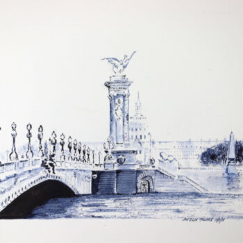 Drawing titled "Pont-Alexandre-3.jpg" by Stella Polare, Original Artwork, Ink