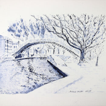 Dibujo titulada "Canal-St-martin.jpg" por Stella Polare, Obra de arte original, Tinta
