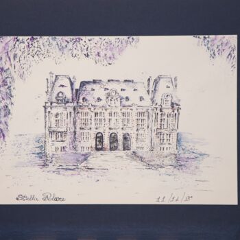 Tekening getiteld "Mairie-de-Versailles" door Stella Polare, Origineel Kunstwerk, Inkt