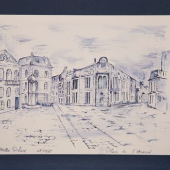 Drawing titled "Lille_Place_de_L'Ar…" by Stella Polare, Original Artwork, Ink
