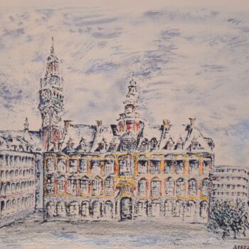 Drawing titled "Lille_Grand_Place" by Stella Polare, Original Artwork, Ink