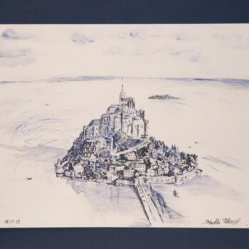 Drawing titled "Mont-St-Michel" by Stella Polare, Original Artwork, Ink