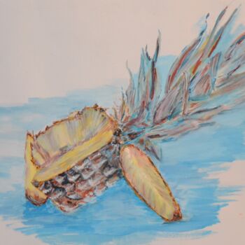 Painting titled "ananas" by Stella Polare, Original Artwork, Gouache
