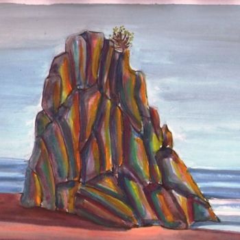 Painting titled "ROCK IN SOLITUDE BY…" by Stella Ambartzi, Original Artwork
