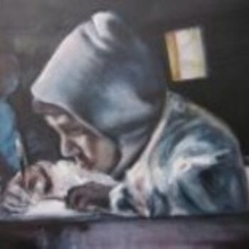 Pintura intitulada "APRENDIENDO A ESCRI…" por Stella Maris Cristobo, Obras de arte originais