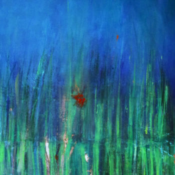Painting titled "blue bamboo" by Stellarue, Original Artwork, Acrylic