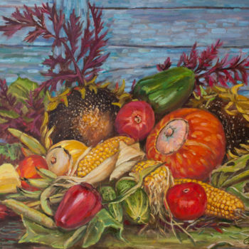 Schilderij getiteld "Овощной натюрморт" door Andrei Semenov, Origineel Kunstwerk, Olie