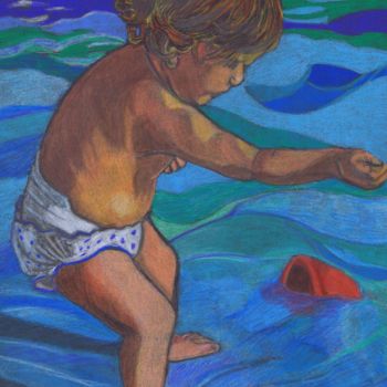 Dibujo titulada "giochi di mare" por Stelvio Gambardella, Obra de arte original, Pastel Montado en Vidrio