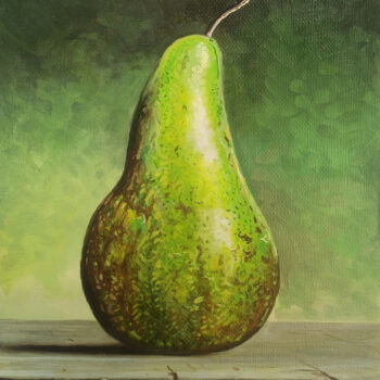 Pittura intitolato "Pear in Repose" da Stepan Ohanyan, Opera d'arte originale, Olio Montato su Telaio per barella in legno