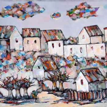 Картина под названием "сельский пейзаж" - Степан Оганджанян, Подлинное произведение искусства, Масло