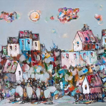 Картина под названием "полдень в городе" - Степан Оганджанян, Подлинное произведение искусства, Масло