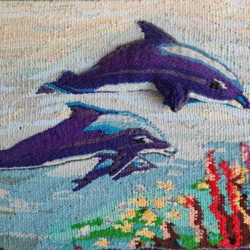 Painting titled "Дельфины" by Stepan Shipkov, Original Artwork, Tapestry
