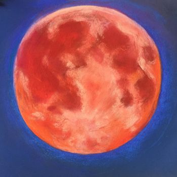 Painting titled "Blood Moon 26th May…" by Stephanie Findlay, Original Artwork, Pastel Mounted on Metal