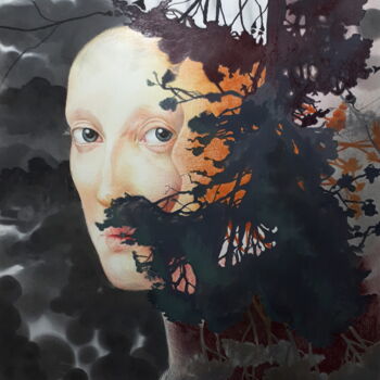 Картина под названием "Anachronistic Nosta…" - Stephan B. Reisig, Подлинное произведение искусства, Древесный уголь
