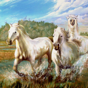 Digital Arts titled "chevaux-camarguais.…" by Stephan Iafrate, Original Artwork