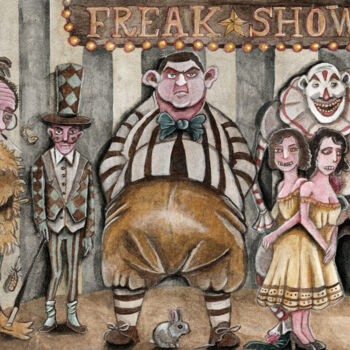 「Freak's Show」というタイトルの絵画 Stéphane Cailleauによって, オリジナルのアートワーク, アクリル