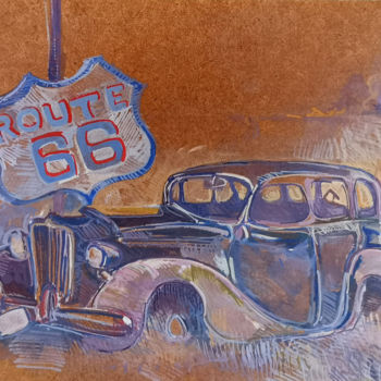 Painting titled "ROUTE 66" by Stephane Cazenave, Original Artwork, Acrylic