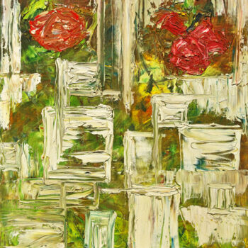 Картина под названием "roses" - Stephane Delagneau, Подлинное произведение искусства, Масло
