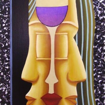 Painting titled "Autour d'un verre" by Stephane Dousdebes, Original Artwork
