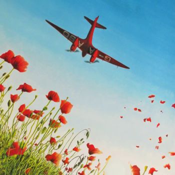 Peinture intitulée "Rouge printemps" par Passionavion, Œuvre d'art originale, Gouache
