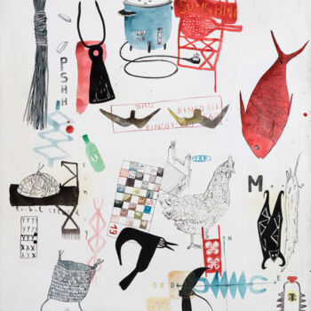 Pintura titulada "Sao-kikko-bingo" por Stéphane Foucaud, Obra de arte original, Acrílico Montado en Bastidor de camilla de m…