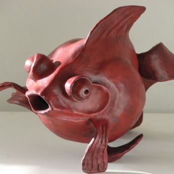 Sculpture titled "poisson rouge - bro…" by Stéphane Goarnisson, Original Artwork, Bronze