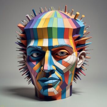 Arts numériques intitulée "Un portrait de l'ho…" par Stephane Huitelec, Œuvre d'art originale, Image générée par l'IA
