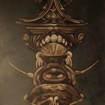 Painting titled "Totem" by Stephane Javelle, Original Artwork, Ink