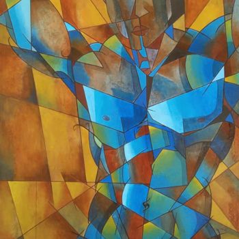 Painting titled "Torso desnudo cubis…" by Stefano, Original Artwork, Acrylic