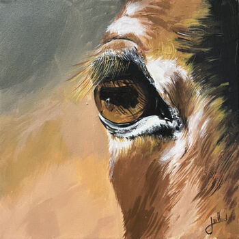 Картина под названием "Détail cheval 3" - Stéphane Juillard, Подлинное произведение искусства, Акрил Установлен на Деревянна…