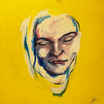 Malarstwo zatytułowany „Femme apaisée” autorstwa Stéphane Juillard, Oryginalna praca, Akryl Zamontowany na Drewniana rama no…