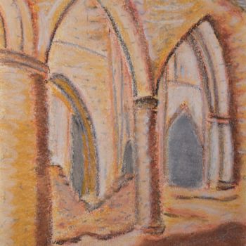 Peinture intitulée "Abbaye Saint Mathieu" par Steph', Œuvre d'art originale, Pastel