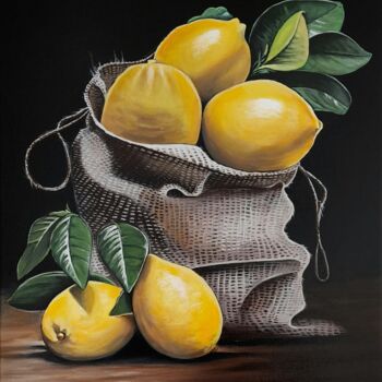 Ζωγραφική με τίτλο "Les citrons ou le B…" από Stéphane Mouton, Αυθεντικά έργα τέχνης, Ακρυλικό