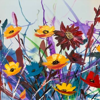 Peinture intitulée "Fleurs explosion" par Stéphane Palazzotto, Œuvre d'art originale, Acrylique Monté sur Châssis en bois