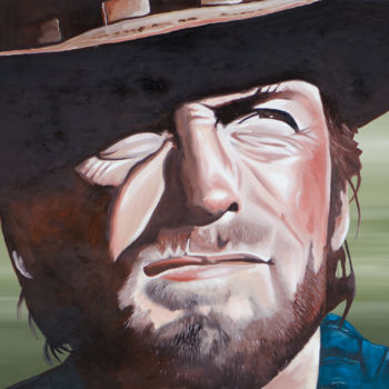 Painting titled "Clint-Eastwood.jpg" by Stephane Paturel, Original Artwork, Oil