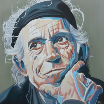 Painting titled "keith Richards 2" by Stephane Paturel, Original Artwork, Oil