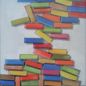 Painting titled "Le murs (equilibre)…" by Stephane Pontié, Original Artwork, Acrylic