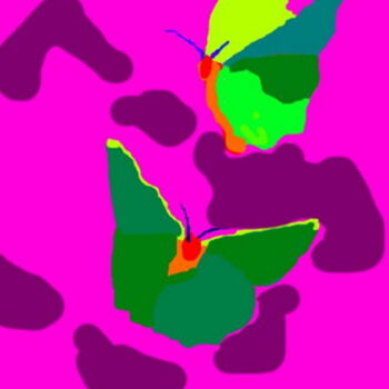 Digital Arts titled "2 Feuilles Papillons" by Stephane Pruvot, Original Artwork, Digital Painting