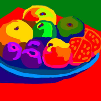 Arts numériques intitulée "Assiette aux Fruits" par Stephane Pruvot, Œuvre d'art originale, Peinture numérique