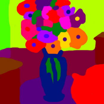 Цифровое искусство под названием "Bouquet fleuri" - Stephane Pruvot, Подлинное произведение искусства, Цифровая живопись