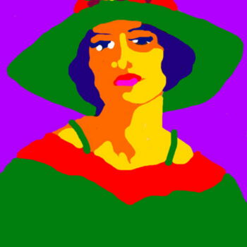 Arts numériques intitulée "Adeline au Chapeau…" par Stephane Pruvot, Œuvre d'art originale, Peinture numérique