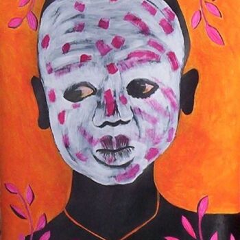 「Tête africaine 4」というタイトルの絵画 Stephane Renaudによって, オリジナルのアートワーク, アクリル