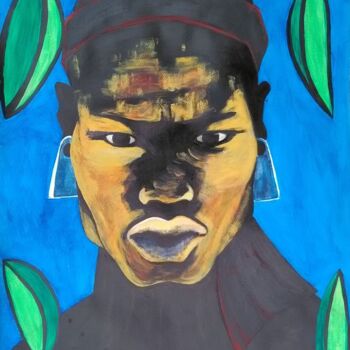 Peinture intitulée "tête africaine 8" par Stephane Renaud, Œuvre d'art originale, Acrylique