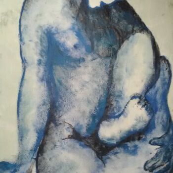 제목이 "Femme bleue"인 미술작품 Stephane Renaud로, 원작, 기름