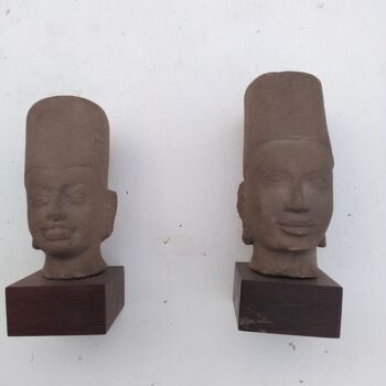 Sculpture intitulée "2 têtes d'Asie. Cam…" par Stephane Renaud, Œuvre d'art originale, Pierre