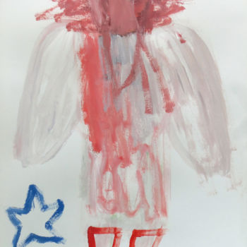 Картина под названием "ange-aux-bottes-rou…" - Stephane Salvi, Подлинное произведение искусства, Акрил