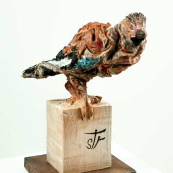 Escultura intitulada "le guetteur" por Stéphane Terret, Obras de arte originais, Madeira
